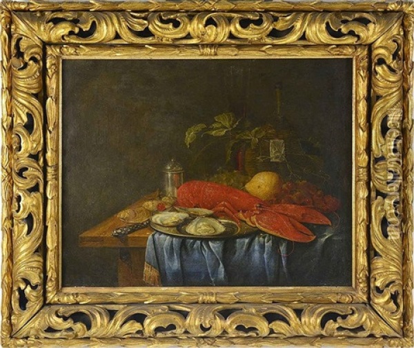 Still Life With A Lobster Oil Painting - Guilliam van Deynum