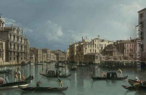 Grand Canal, Looking North from the Palazzo Contarini Dagli Scrigni to the Palazzo Rezzonico Oil Painting - Bernardo Bellotto