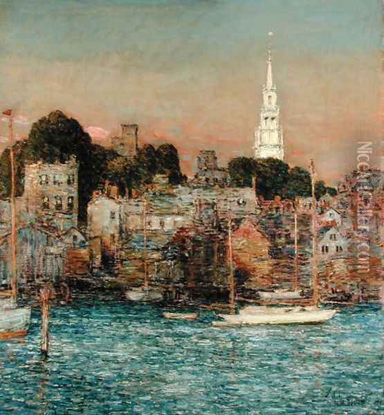 October Sundown, Newport, 1901 Oil Painting - Childe Hassam