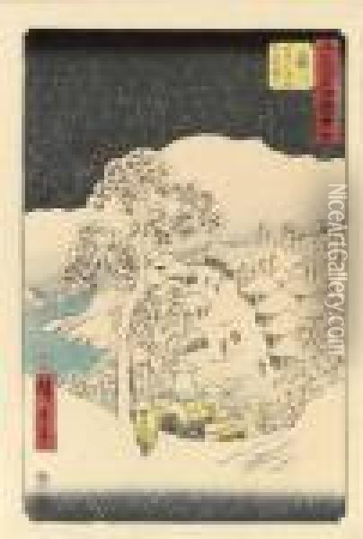 Gojusan Tsugi Meisho Zue Oil Painting - Utagawa or Ando Hiroshige