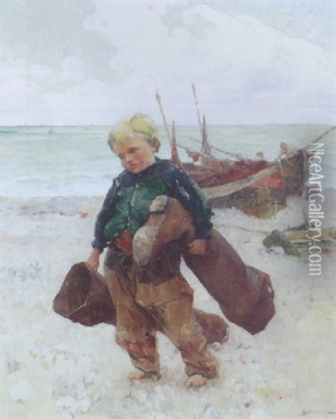 Young Boy On The Beach Oil Painting - Henri Gaston Darien