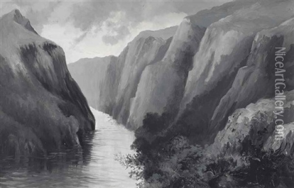 Hell's Gates, Tasmania Oil Painting - William Charles Piguenit