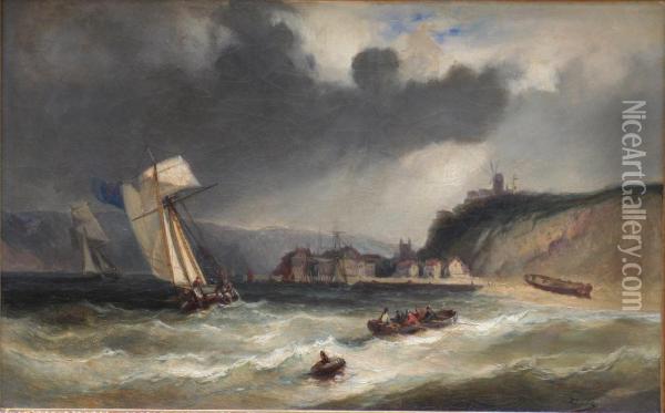 Navires Approchant Des Cotes Oil Painting - Eugene Gabe