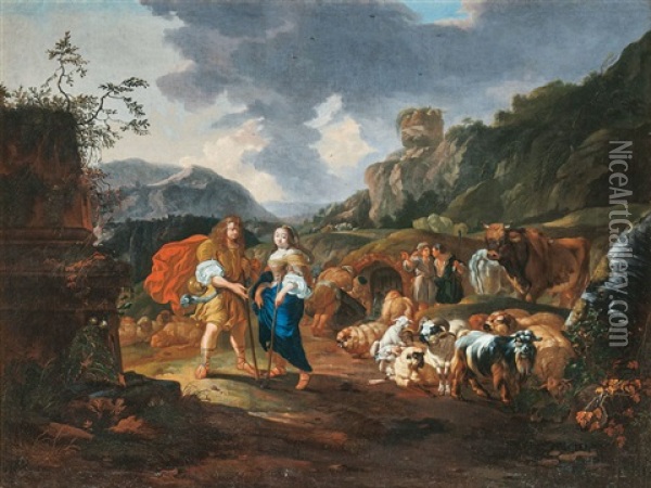 Schaferpaar Oil Painting - Johann Heinrich Roos