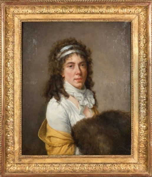 Portrait De Femme Au Manchon Oil Painting - Marie Guilhelmine Benoist