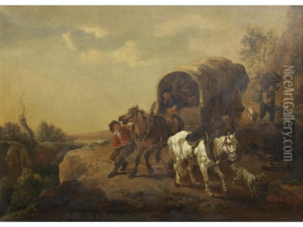 Travellers On A Country Path Oil Painting - Philip James de Loutherbourg