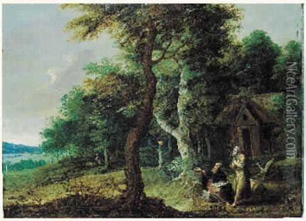 Saint Paul Et Saint Antoine Dans Un Paysage Oil Painting - Geeraert De Lavallee