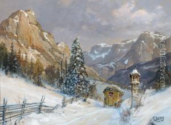 Postkutsche Im Gebirge Oil Painting - Georg Janny