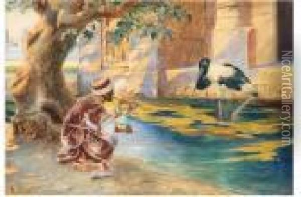Joueur De Flute Et Ibis Du Nil Oil Painting - Rudolph Ernst