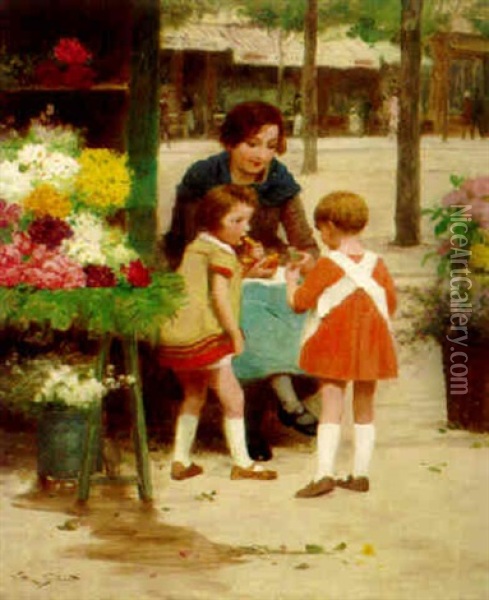 Croissants For The Children Oil Painting - Victor Gabriel Gilbert