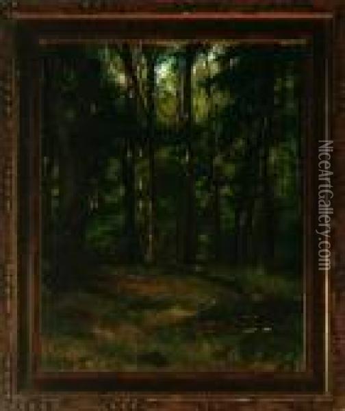 In A Silent Forest Oil Painting - Agnes Slott-Mrller