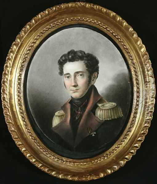 Portrait of a Russian Officer, 1818 Oil Painting - Anonymous Artist