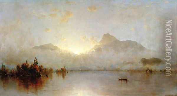 A Sunrise on Lake George Oil Painting - Sanford Robinson Gifford