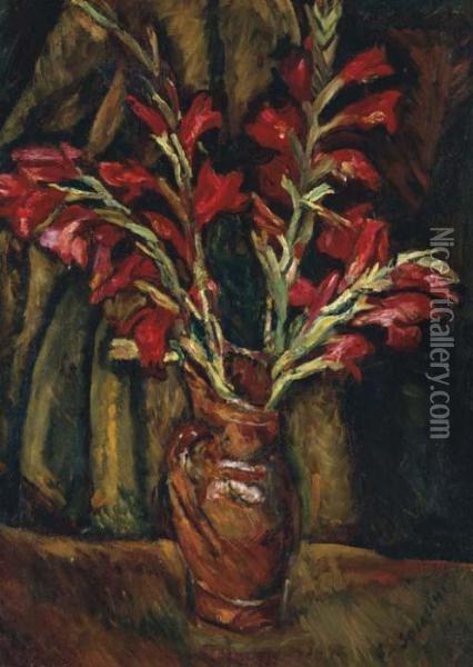 Les Glaieuls Rouges Dans Un Vase Oil Painting - Chaim Soutine