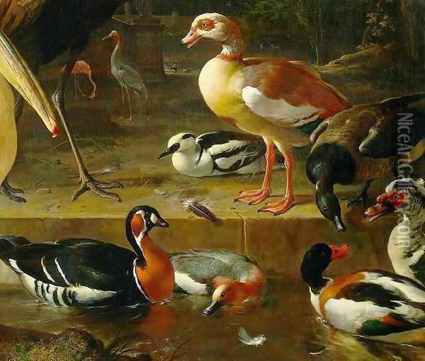 The Floating Feather [detail #1] Oil Painting - Melchior de Hondecoeter