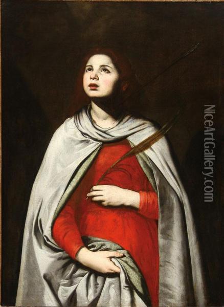 Saint Agnes Oil Painting - Francesco Pacecco De Rosa