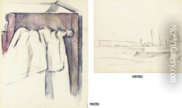 Table De Toilette Avec Essuie-mains Et Cuvette (recto); Paysage (verso) Oil Painting - Paul Cezanne