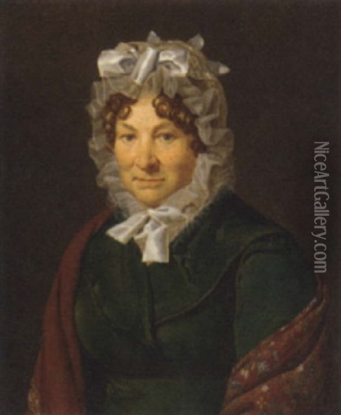 Portrait Of A Lady Wearing A Bonnet And Shawl Oil Painting - Henri-Joseph Boichard