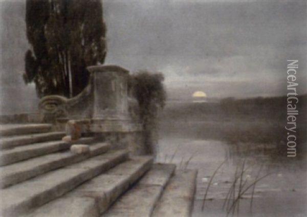 Motiv Bei Bellagio - Lago Di Como Oil Painting - Ludwig Roesch