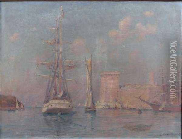 Marseille, Goelette Rentrant Au Port Oil Painting - Frederic Montenard