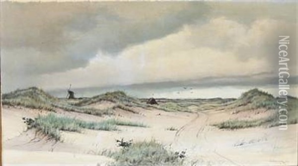 The Beach At Rabjerg, Denmark Oil Painting - Oscar Herschend