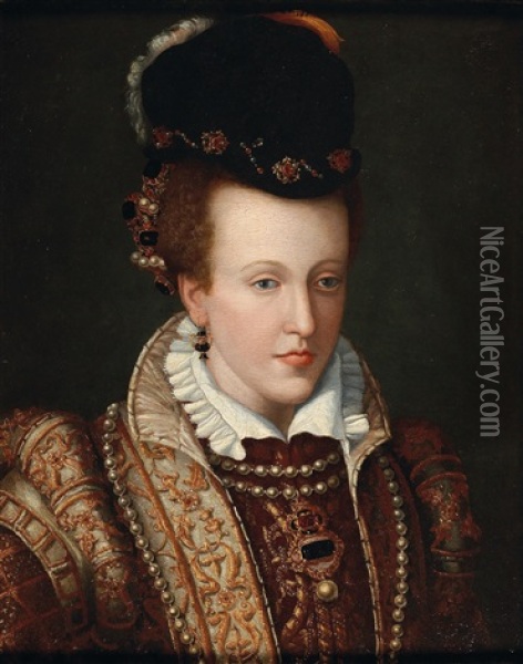 Portrait Of Joanna Of Austria Oil Painting - Giovanni Maria Butteri