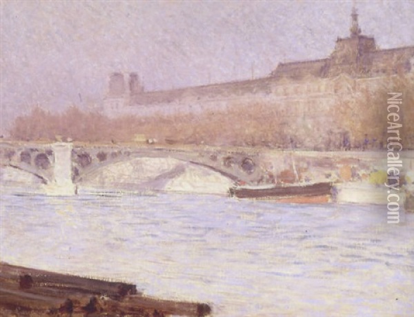 Quai Du Louvre Oil Painting - Ernest Joseph Laurent