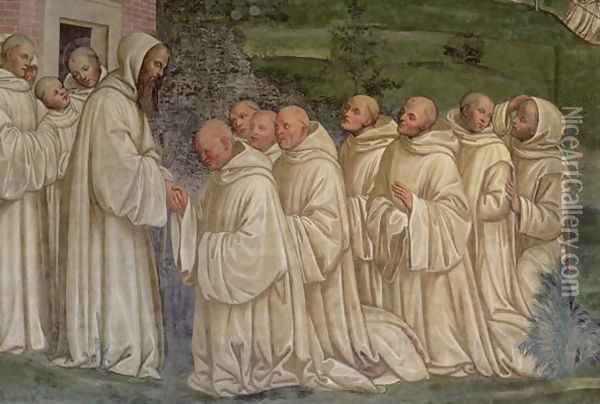 Benedictine Monks, from the Life of St. Benedict Oil Painting - L. & Sodoma Signorelli