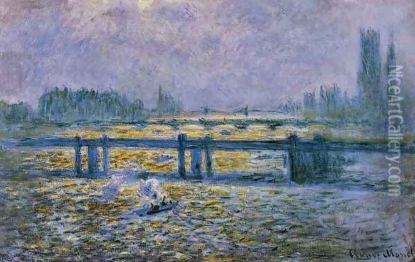 Charing Cross Bridge, Reflections on the Thames Oil Painting - Claude Oscar Monet