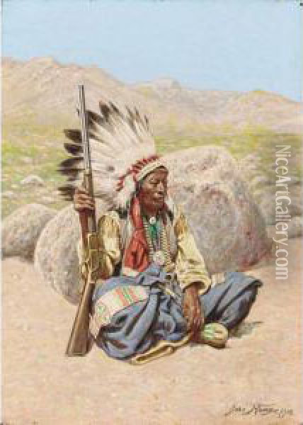 Chief Blue Horse Oil Painting - John Hauser