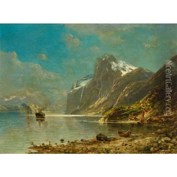 Parthie Aus Den Lofoten Oil Painting - Alfred K.J.O. von Schoenberger