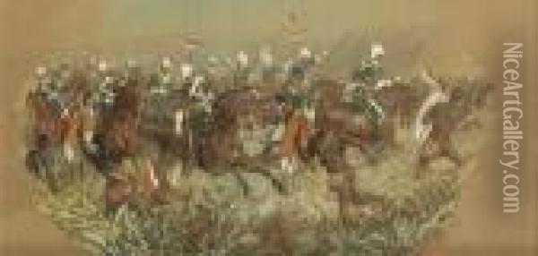 The Charge Of The 17th Lancers At The Battleof Ulundi, 4 July 1879 Oil Painting - Richard Simkin
