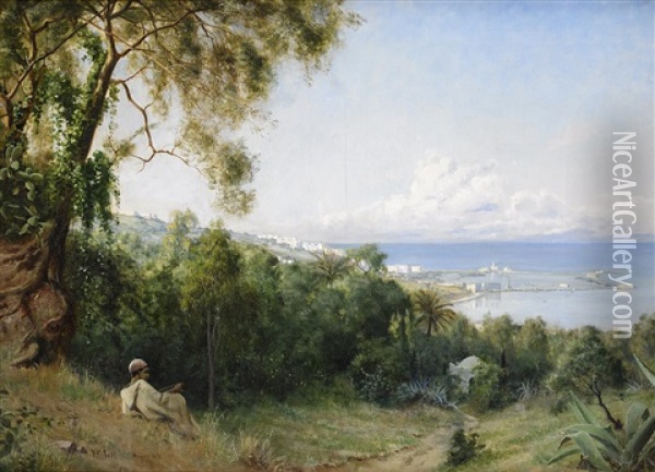 Utsikt Over Algerbukten Oil Painting - Knut Gustaf Waldemar Tode