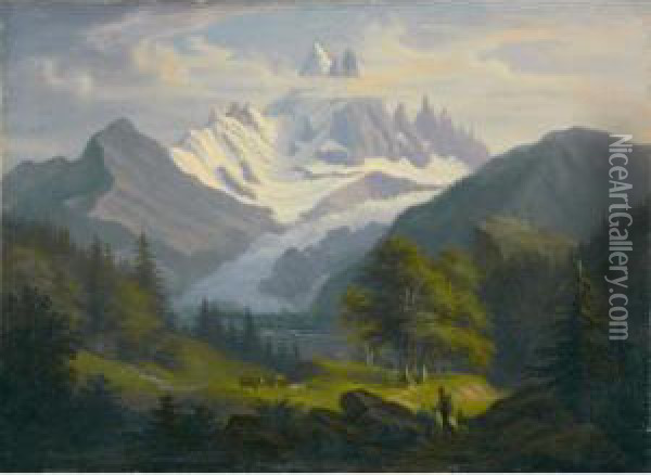 Gebirgslandschaft Oil Painting - Anton Winterlin