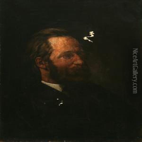 Portrait Of The Danish Painter Edvard Petersen Oil Painting - Valdemar Irminger