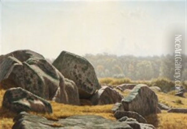 View From The Rocks At Ro Plantation, Bornholm Oil Painting - Johannes Herman Brandt