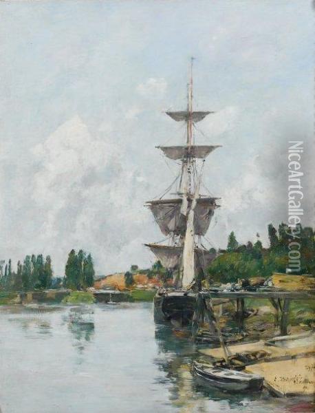 Le Canal A Saint-valery-sur-somme Oil Painting - Eugene Boudin