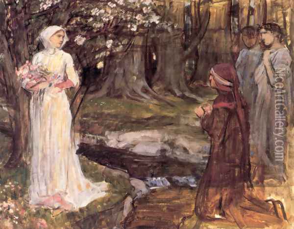 Dante and Beatrice 1915 Oil Painting - John William Waterhouse