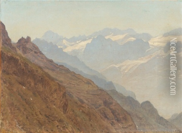 Landscape From The Alps Oil Painting - Janus la Cour