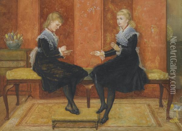 Violet And Lily, The Daughters Of Edmund Routledge Oil Painting - Walter Crane