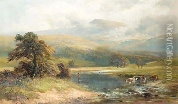 River Landscape Oil Painting - George Turner