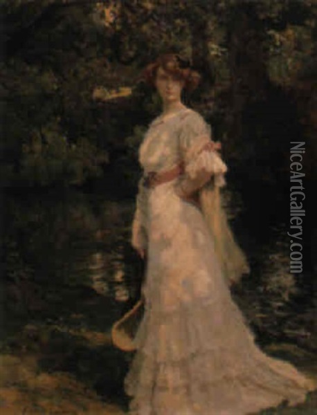 La Femme Au Chapeau Oil Painting - Paul Albert Laurens