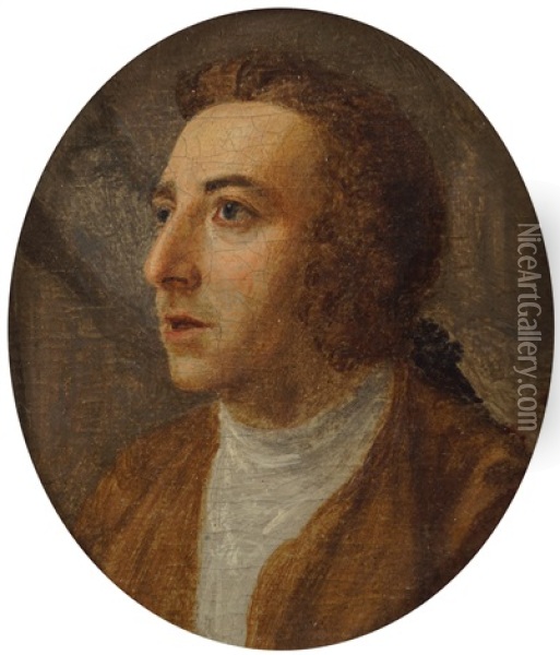 Half Profile Portrait Of An Artist Oil Painting - Hugh Douglas Hamilton