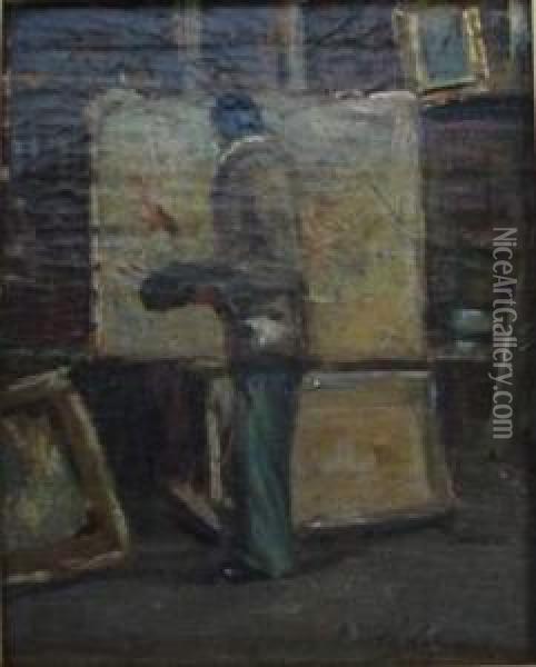 Le Peintre Dans Son Atelier Oil Painting - Charles Zacharie Landelle