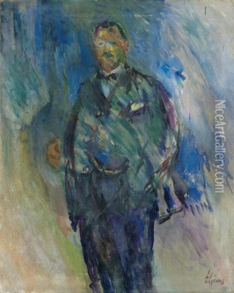 Man In A Frock Coat, Presumed To Be The Artist Henrik Lund Oil Painting - Ludwig Peter Karsten