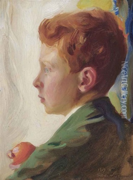 Portrait Of The Artist's Son, Patrick De Laszlo (1909-1980) Oil Painting - Philip Alexius De Laszlo