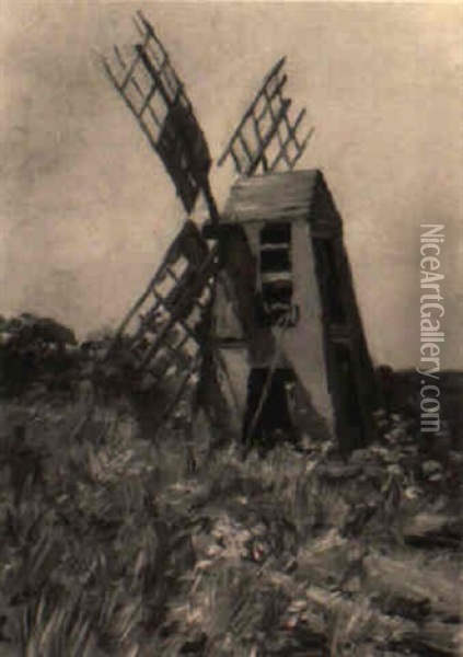 The Windmill Oil Painting - Isabelle H. Ferry