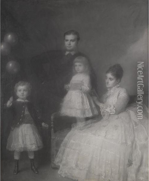 The James A. Burden Family Oil Painting - Eastman Johnson