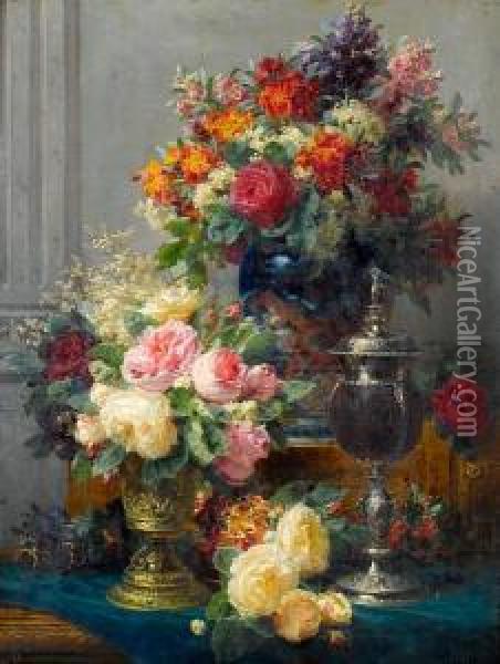 Spring Flowers With Chalices Oil Painting - Jean-Baptiste Robie