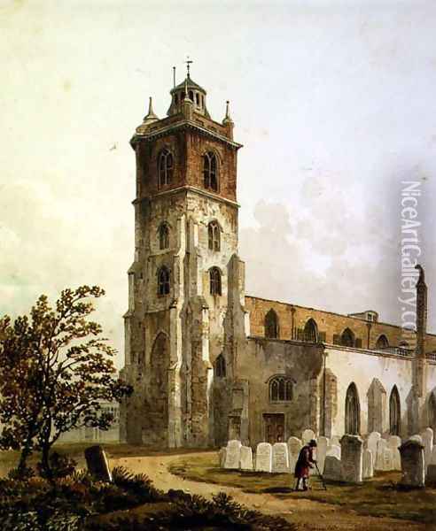 St. Giles Church, Cripplegate, City of London, 1815 Oil Painting - George Shepherd